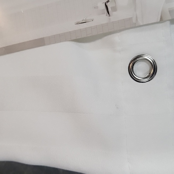 NWT Fabric White Striped  Shower Curtain 72"in x 72" - Picture 3 of 8